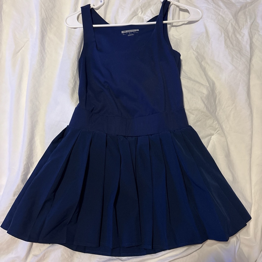 Forever 21 Navy Blue Pleated Mini Dress